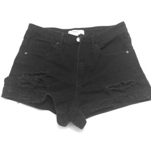 Forever21 black distressed high waisted shorts
